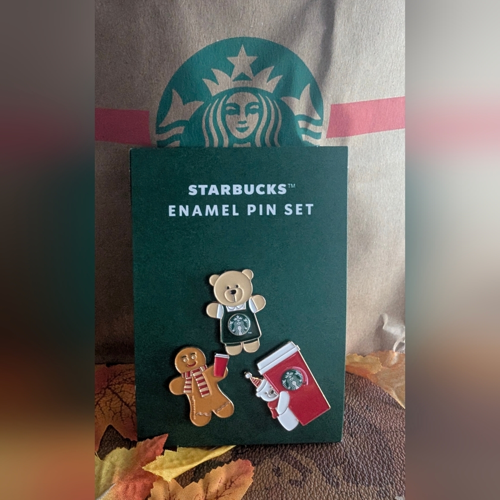 Starbucks Enamel Pin Set - Green, Red, Brown